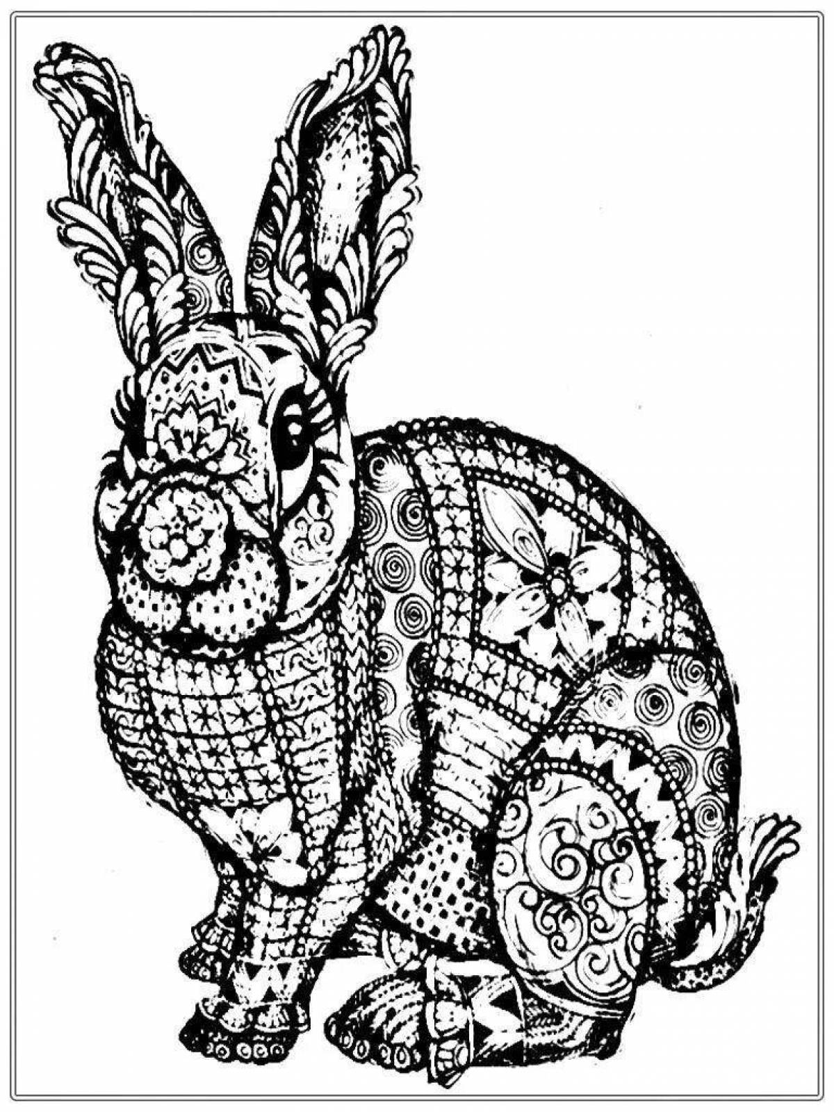 Coloring book glowing anti-stress hare