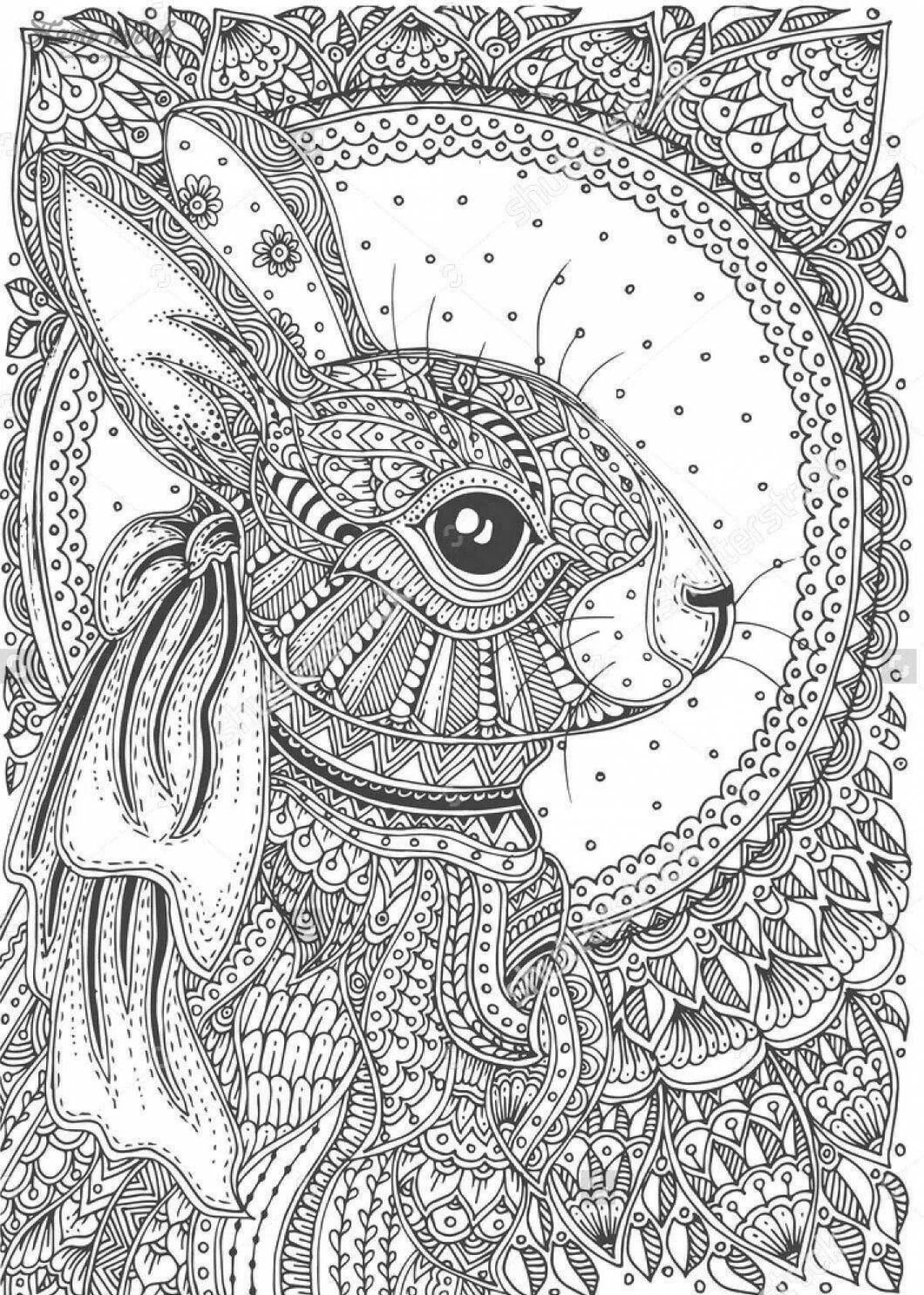 Coloring book invigorating anti-stress hare