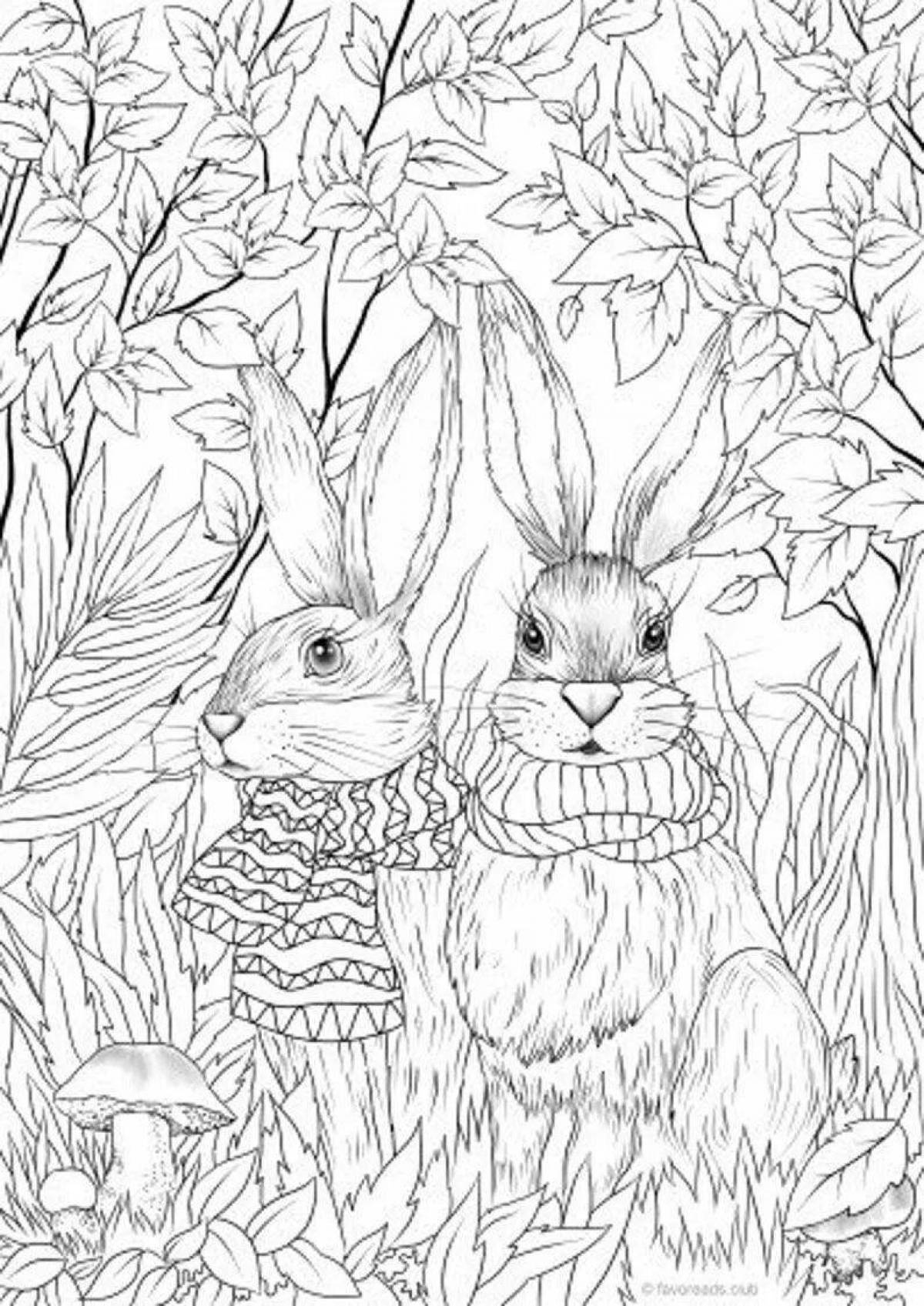 Coloring book blissful antistress hare