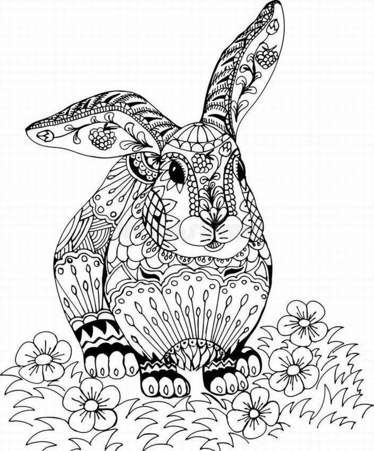 Delightful anti-stress coloring hare