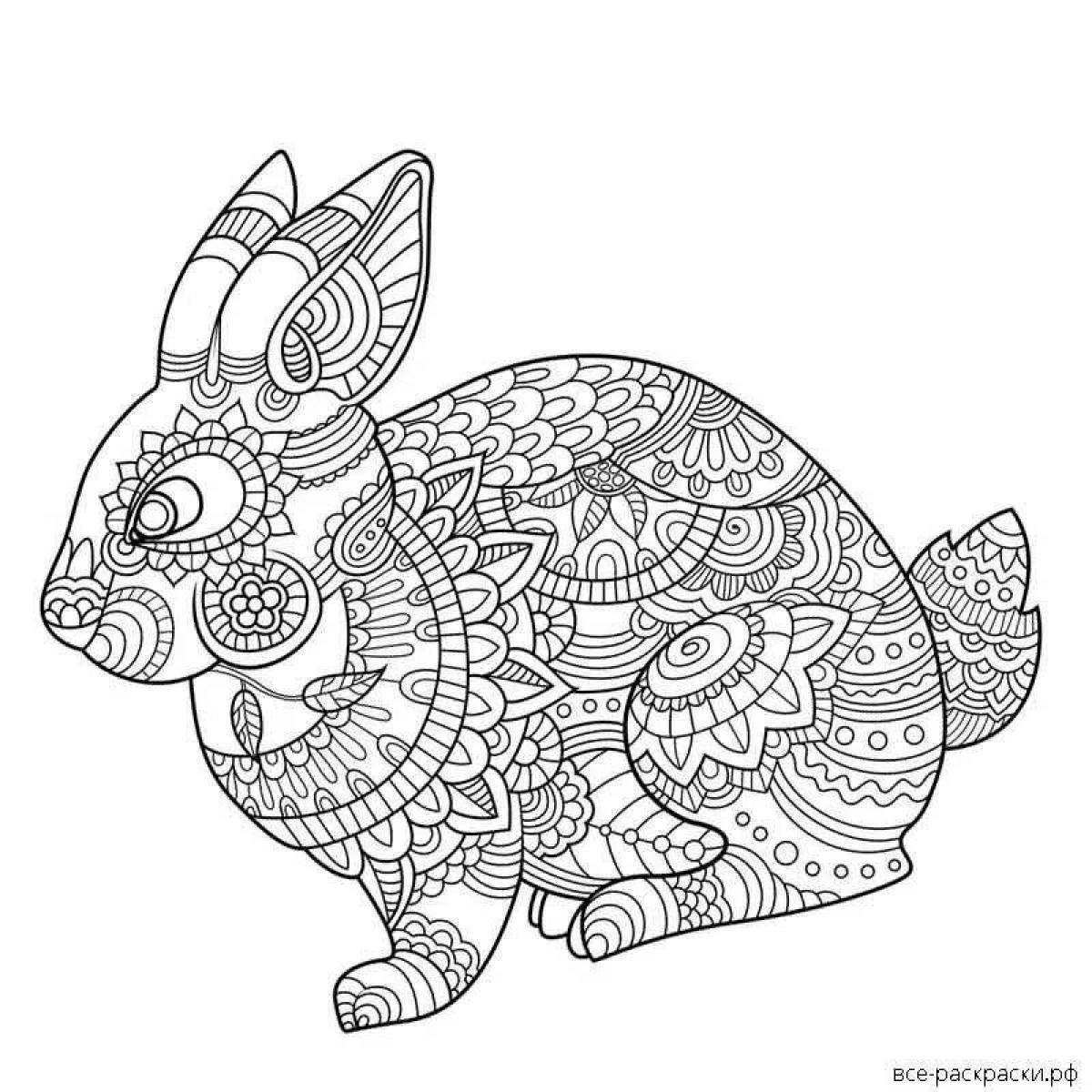 Fascinating anti-stress coloring hare