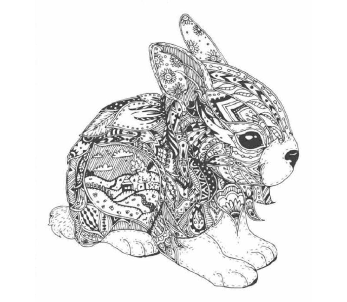 Adorable anti-stress coloring hare