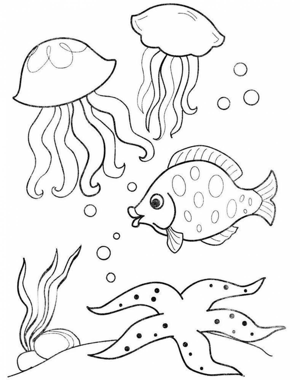 Colourful coloring of the underwater world for children