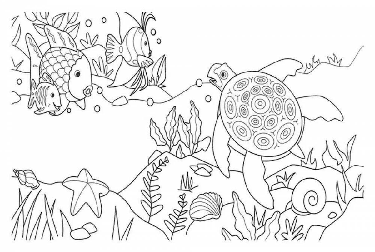 Раскраска экзотический подводный мир для детей