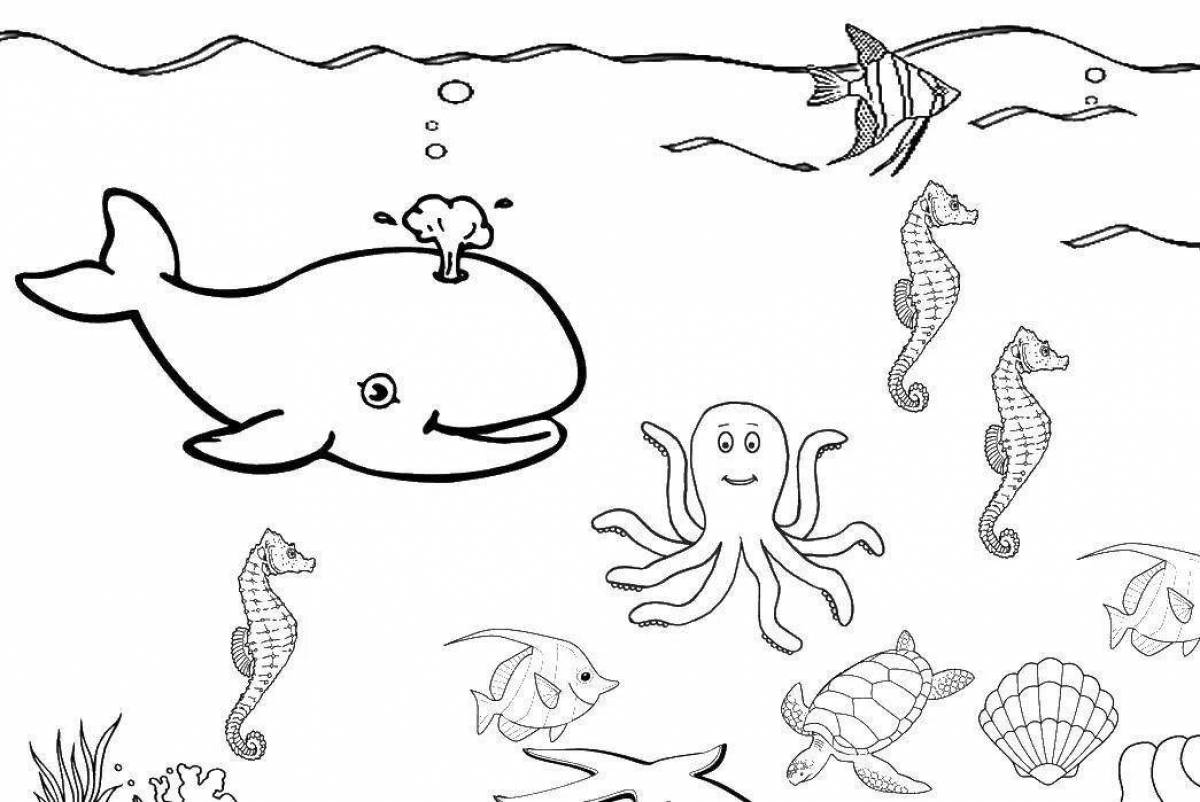 Tempting underwater world coloring for kids