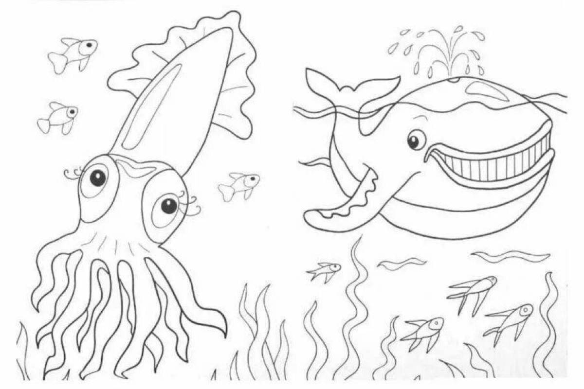 Exciting coloring underwater world for children