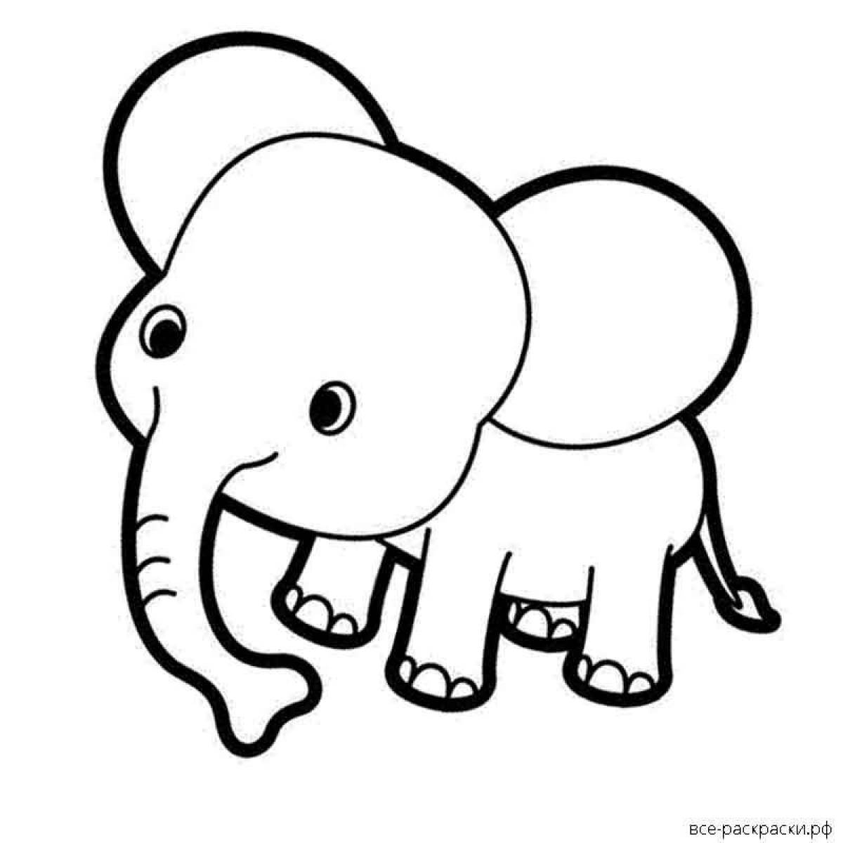 Colourful coloring of an elephant for children 3-4 years old