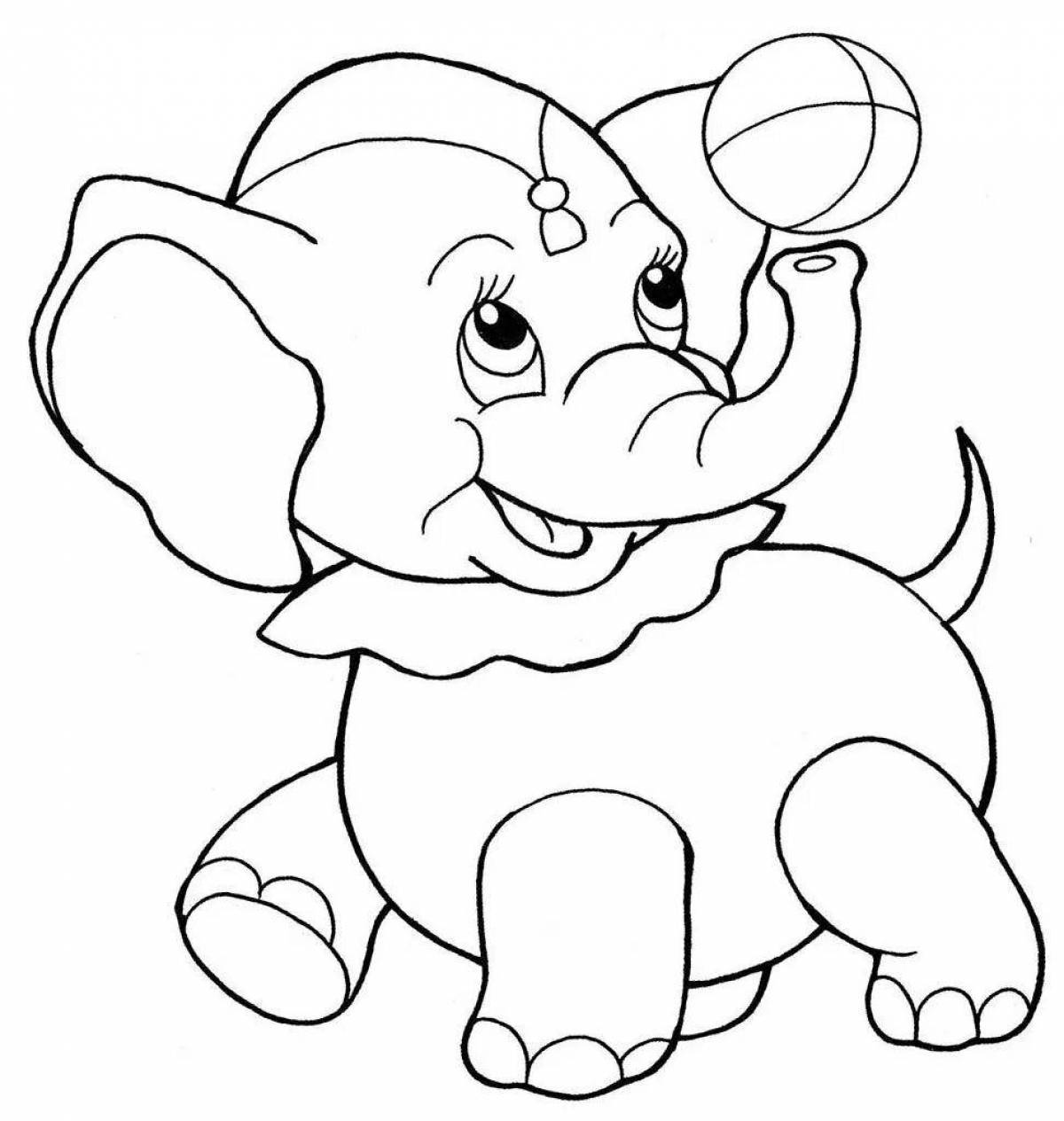 Очаровательная раскраска слона для детей 3-4 лет