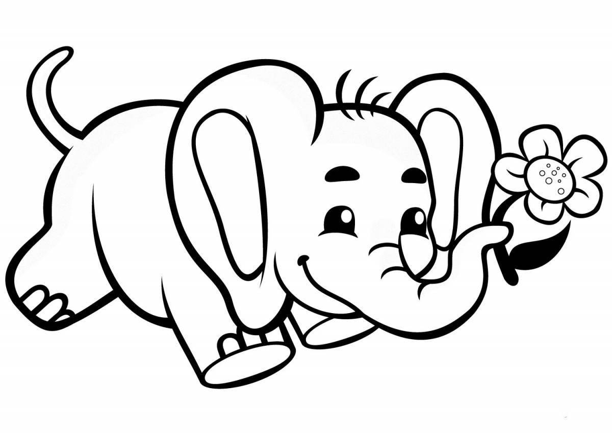 Раскраска радостный слон для детей 3-4 лет
