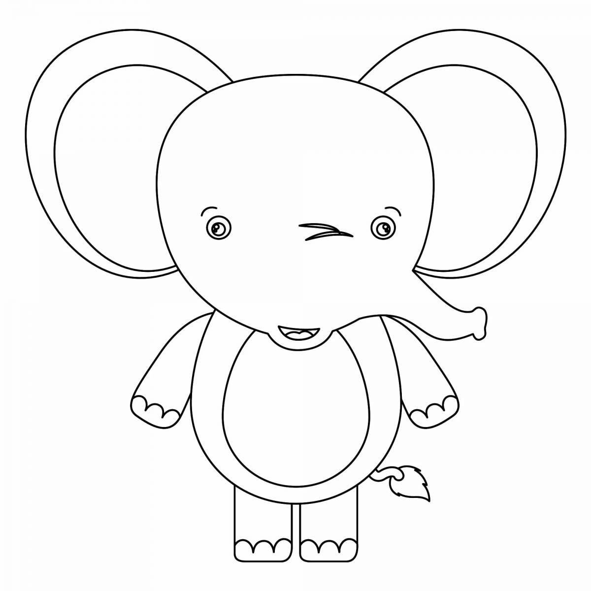 Яркая раскраска слона для детей 3-4 лет