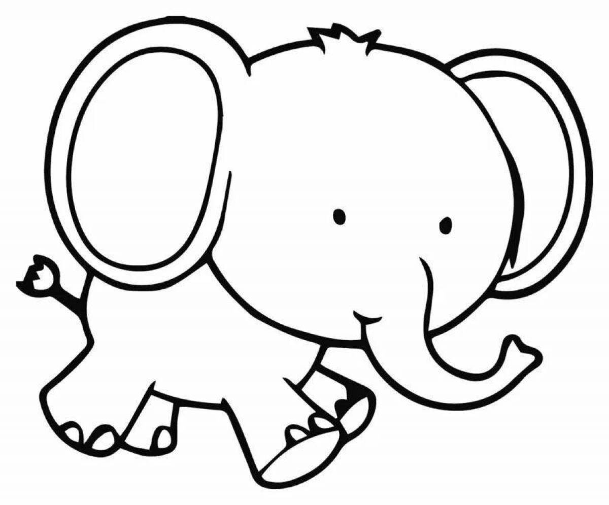 Cheerful elephant coloring for children 3-4 years old