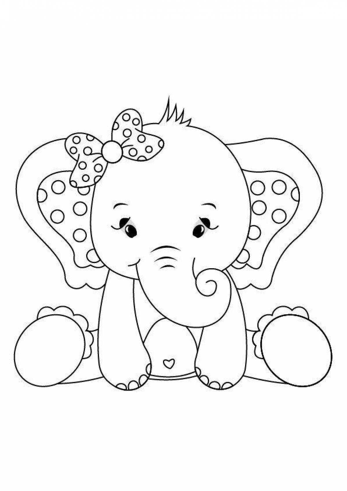 Веселая раскраска слона для детей 3-4 лет