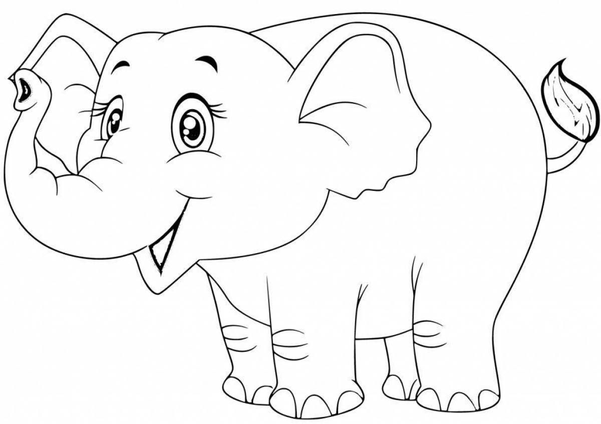 Милая раскраска слона для детей 3-4 лет
