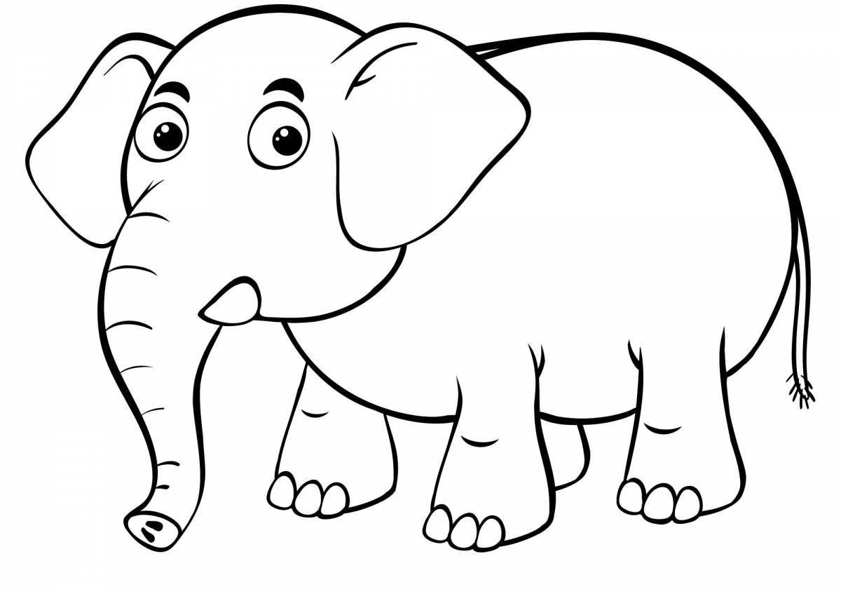 Милый слон-раскраска для детей 3-4 лет