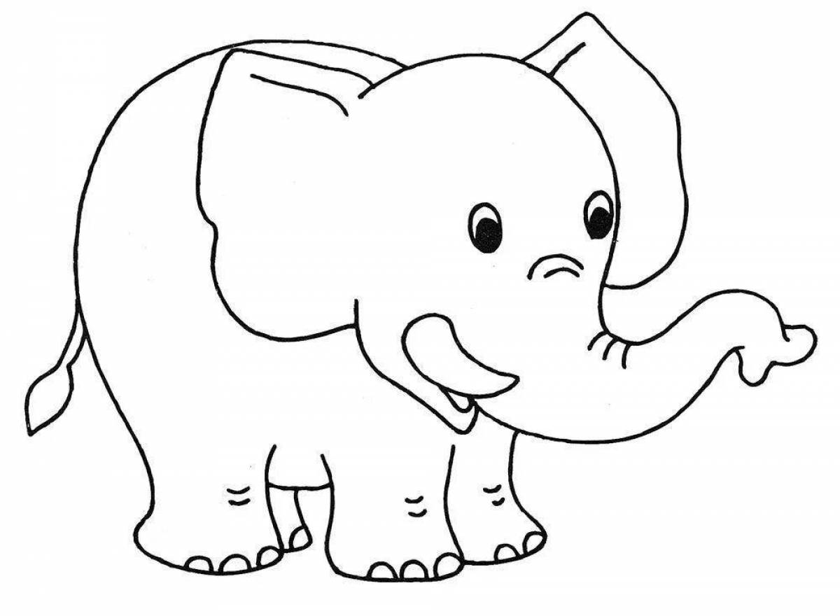 Раскраска «милый слон» для детей 3-4 лет