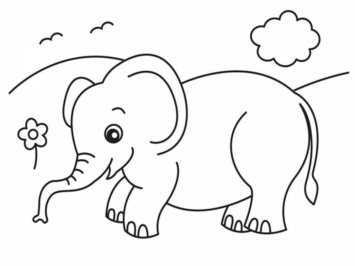 Восхитительная раскраска слона для детей 3-4 лет