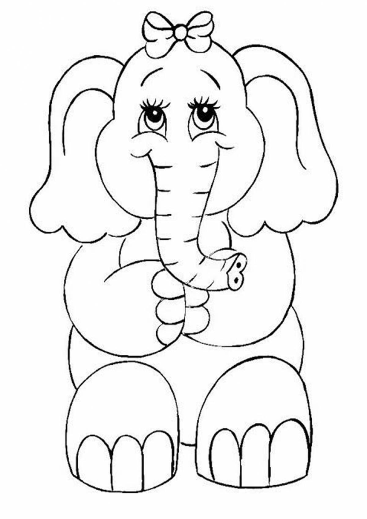 Fancy elephant coloring book for 3-4 year olds