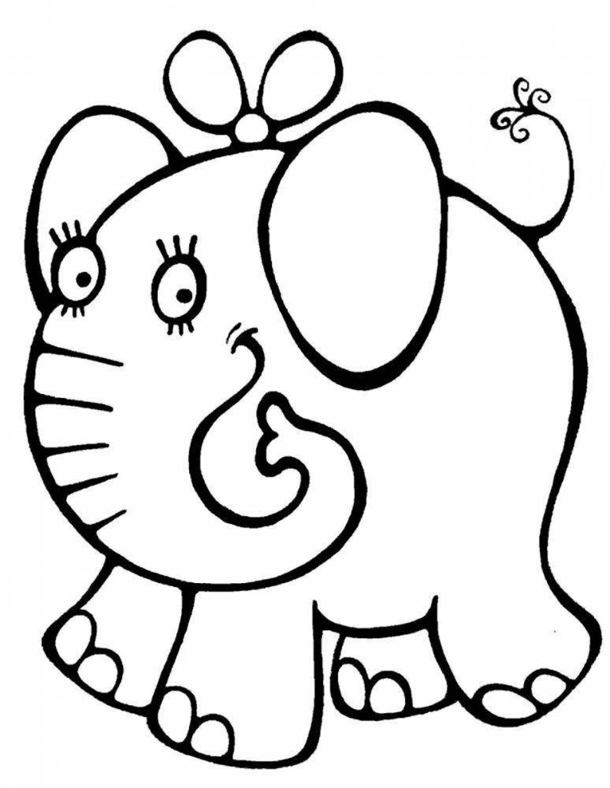 Violent elephant coloring pages for children 3-4 years old