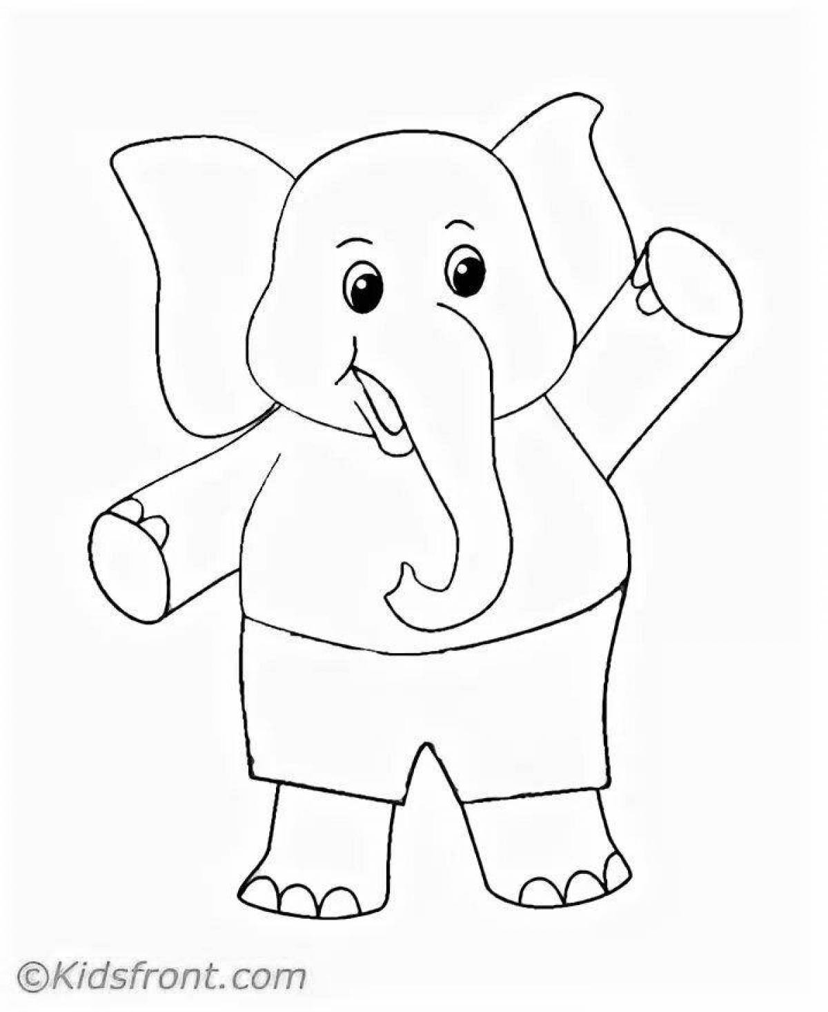 Великолепная раскраска слона для детей 3-4 лет