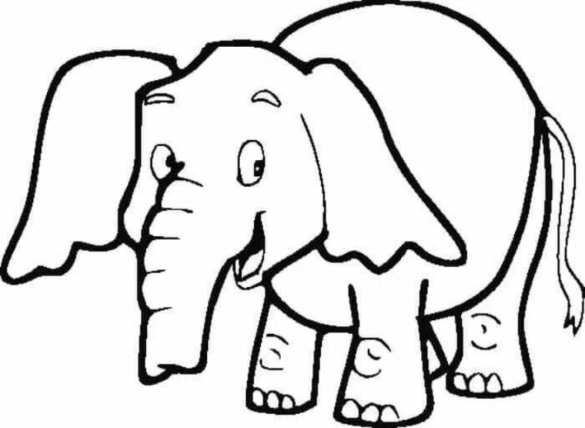 Раскраска «сияющий слон» для детей 3-4 лет