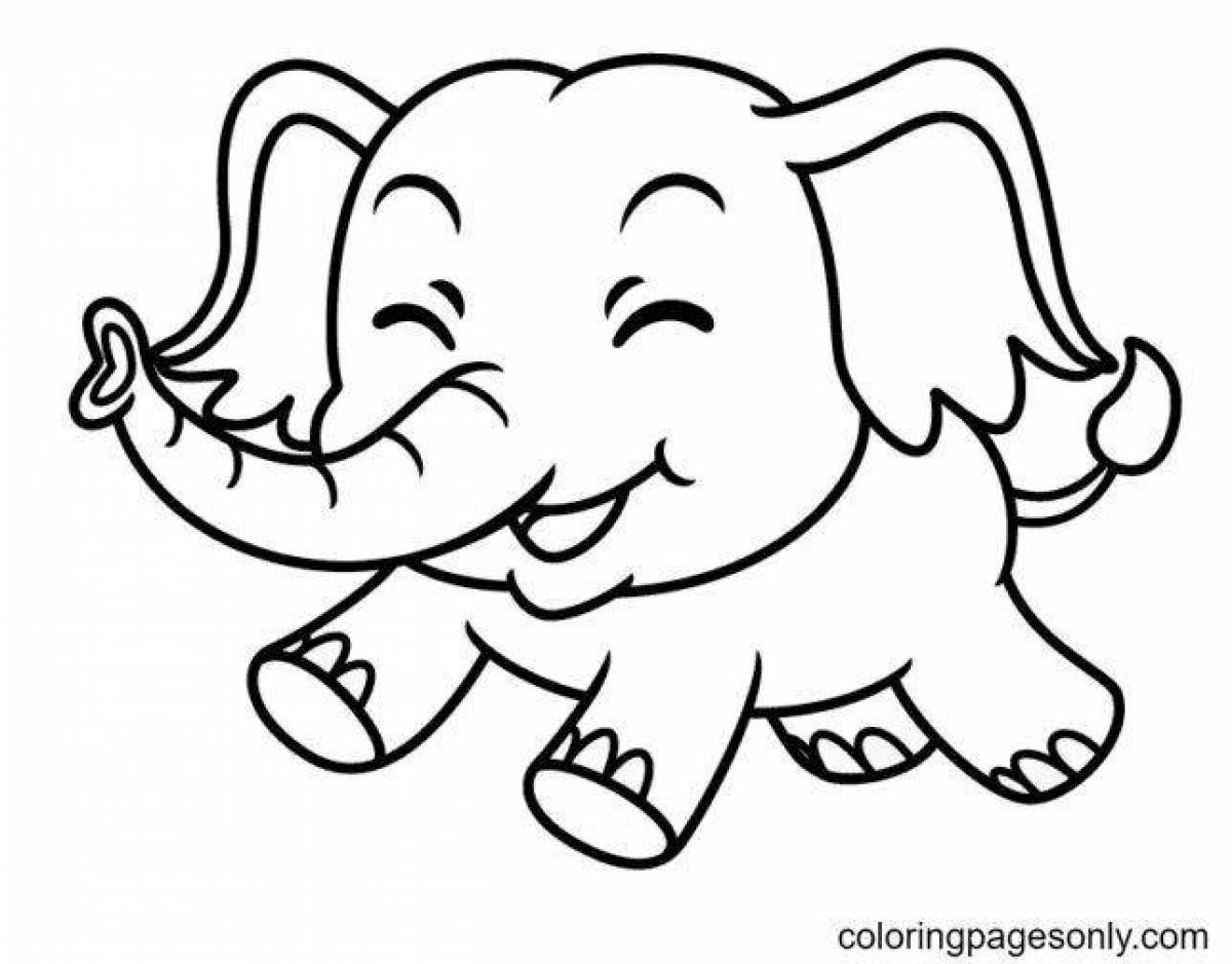 Сказочная раскраска слона для детей 3-4 лет