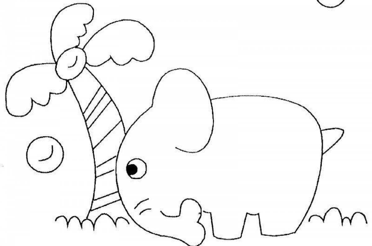 Выдающаяся раскраска слона для детей 3-4 лет