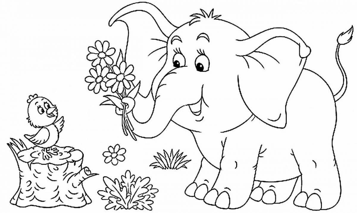 Невероятная раскраска слона для детей 3-4 лет