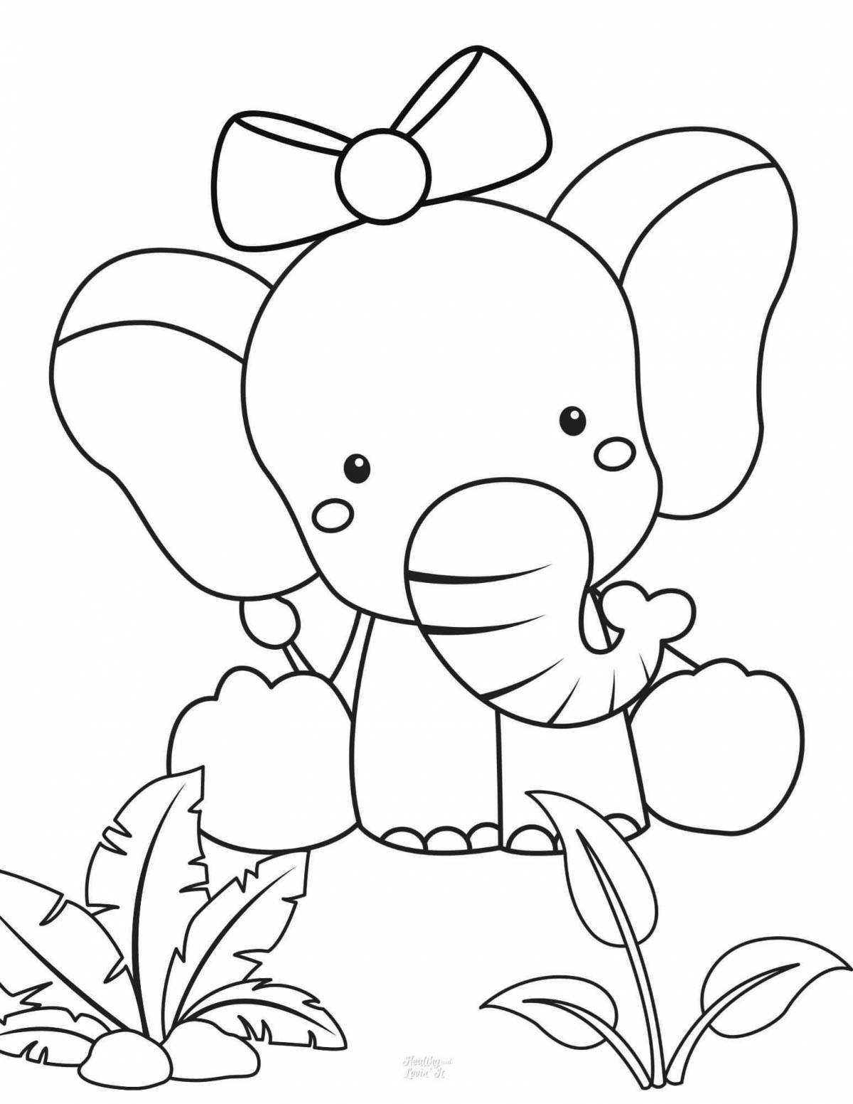 Удивительная раскраска слона для детей 3-4 лет
