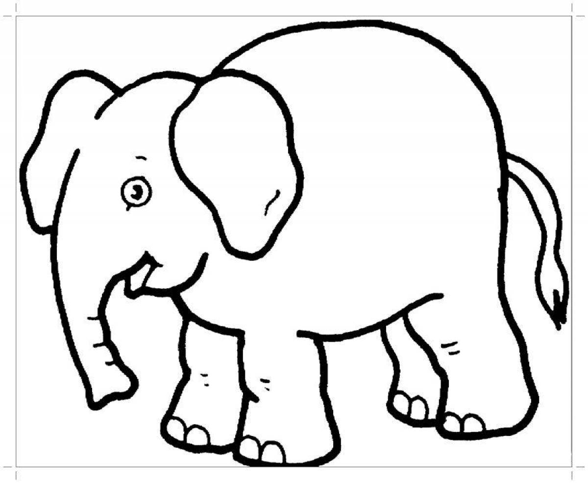 Забавная раскраска слона для детей 3-4 лет