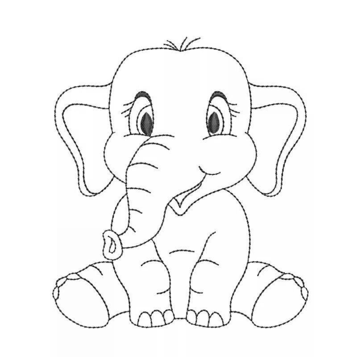 Fun elephant coloring book for 3-4 year olds