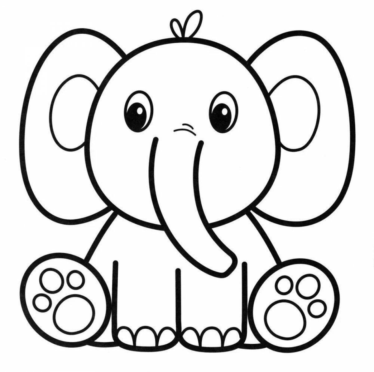 Раскраска неотразимый слон для детей 3-4 лет