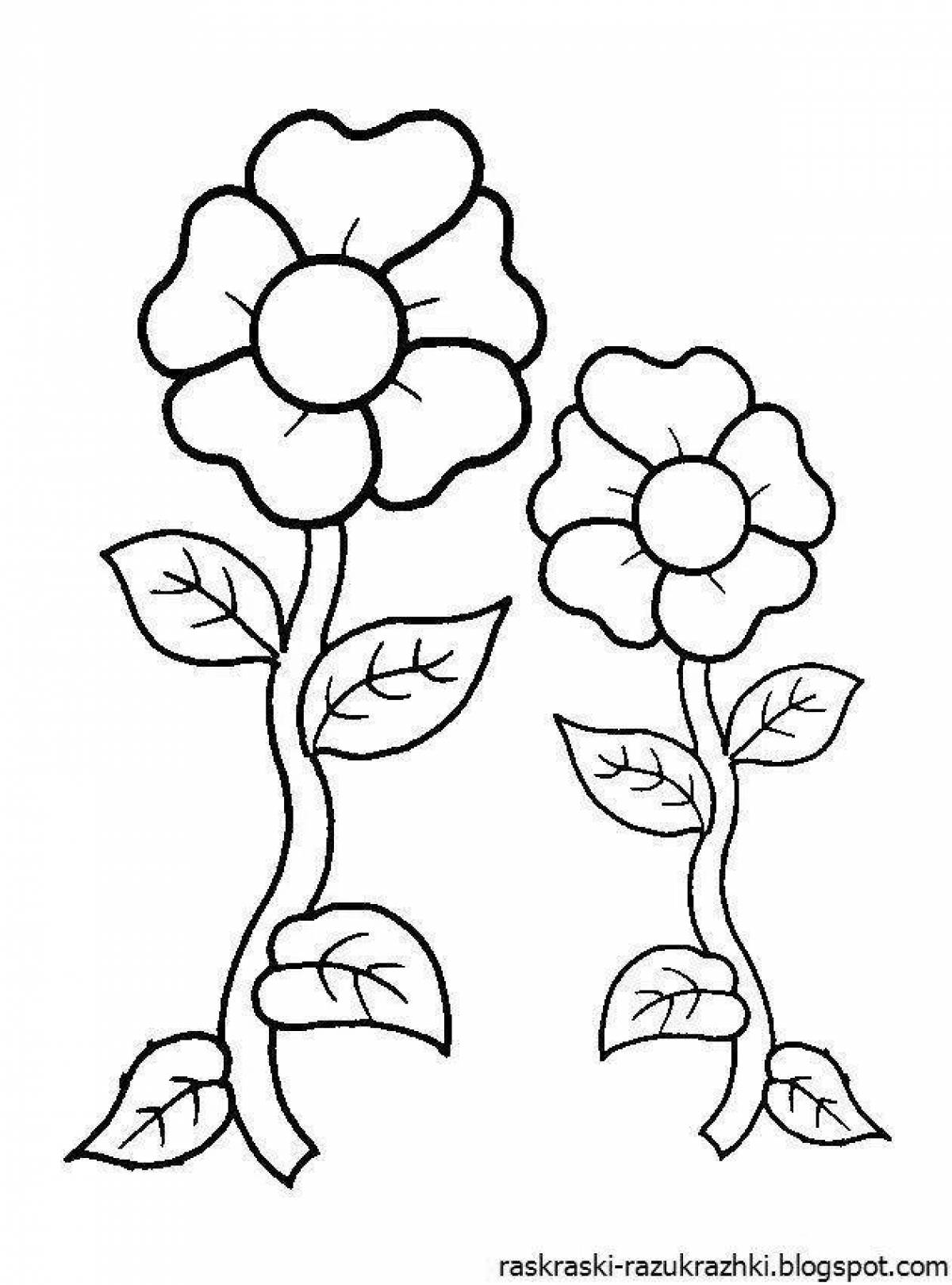 Photo Beautiful flowers coloring book for children 3-4 years old