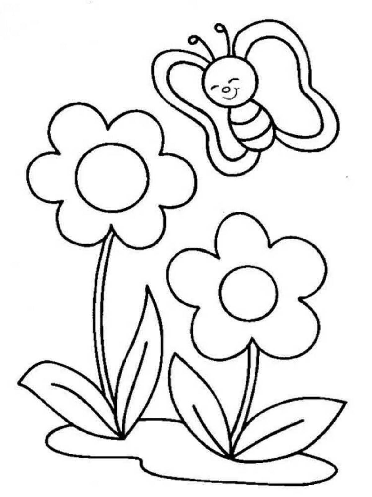 Nice coloring flowers for children 3-4 years old