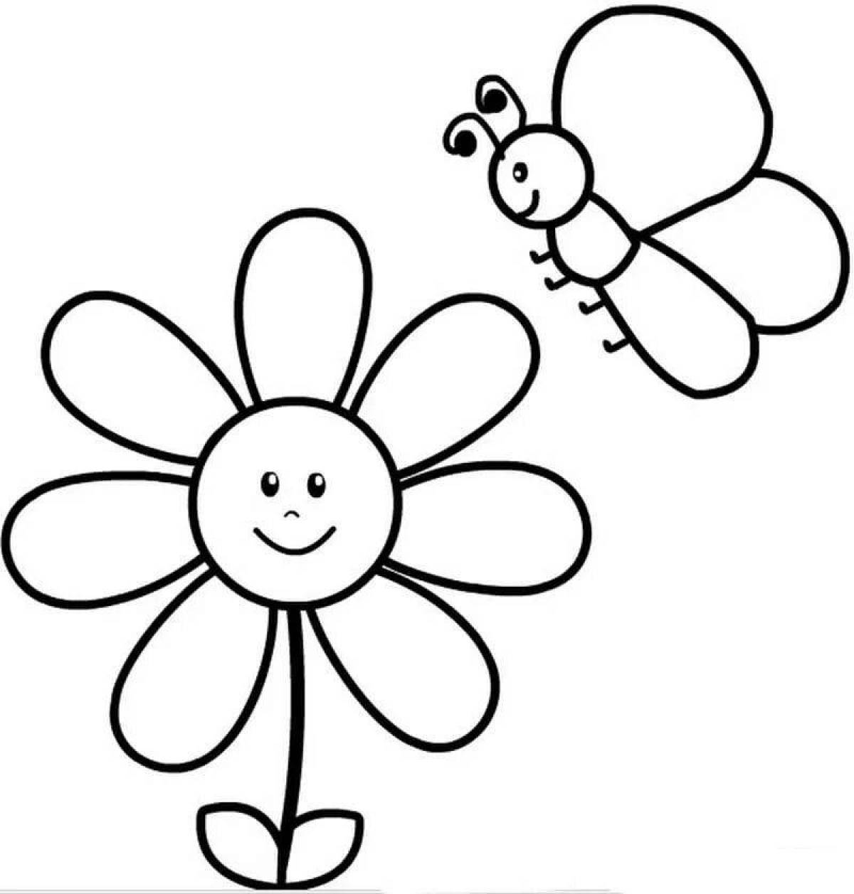 Coloring flowers for children 3-4 years old