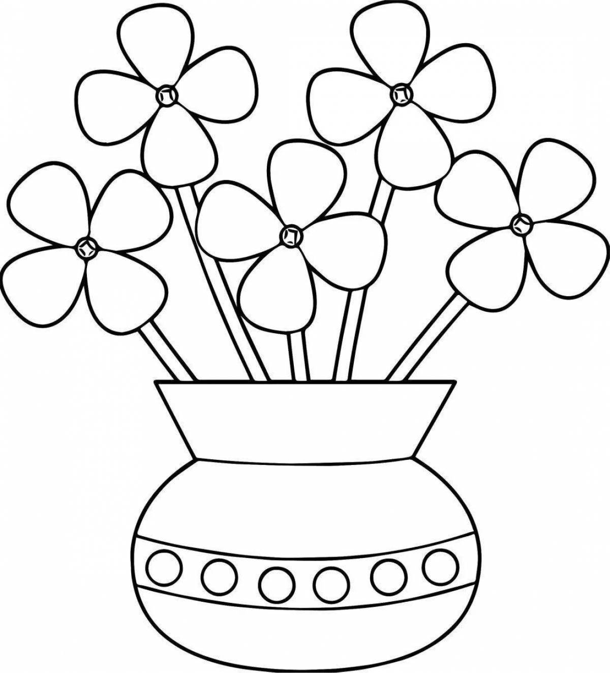 Fun coloring flowers for children 3-4 years old