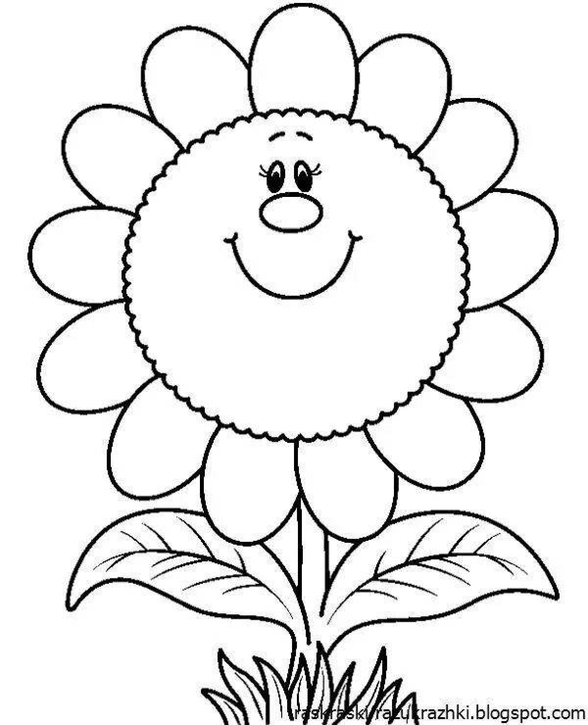 Glamor coloring flowers for children 3-4 years old