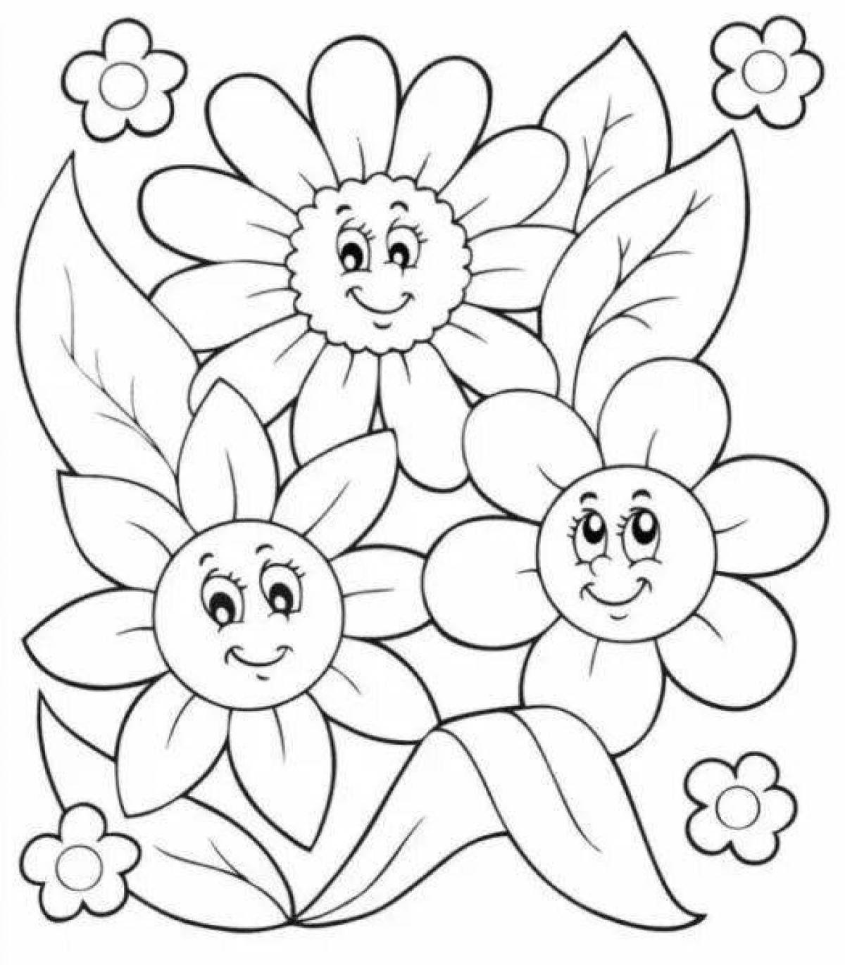 Ослепительная раскраска цветы для детей 3-4 лет