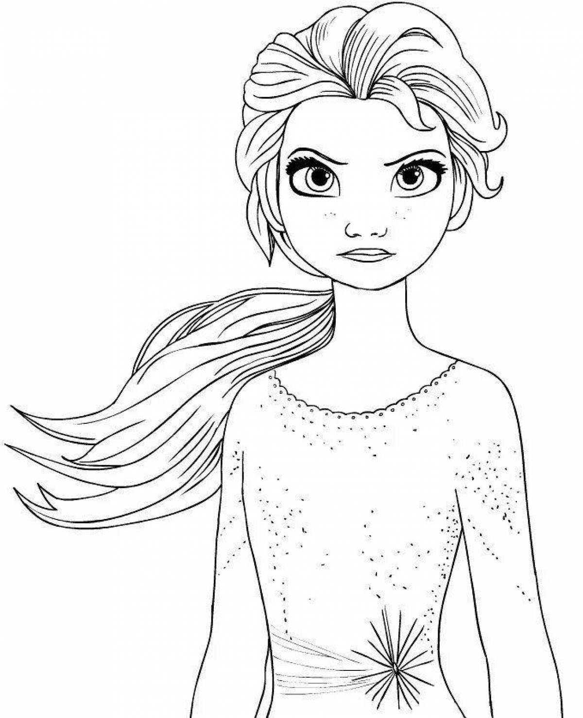 Radiant coloring elsa for children 3-4 years old