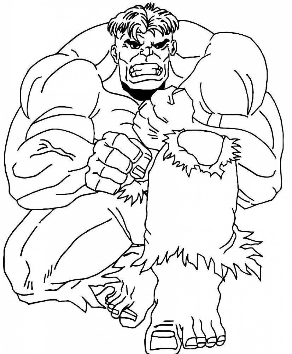 Colorfully detailed hulk coloring page