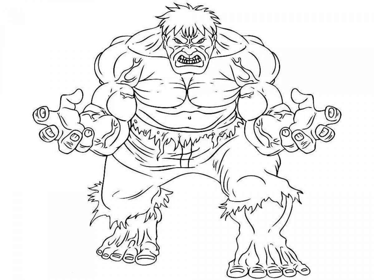 Colorfully shaded hulk coloring page