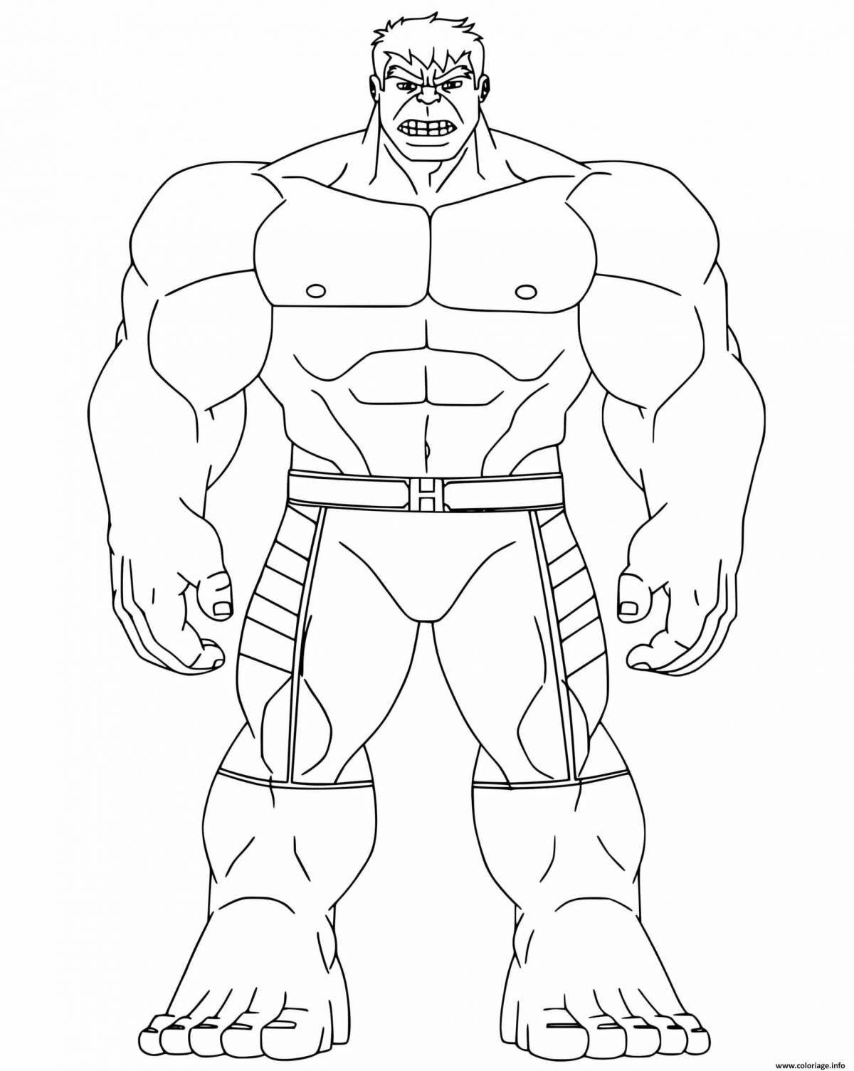 Colorfully crafted hulk coloring page