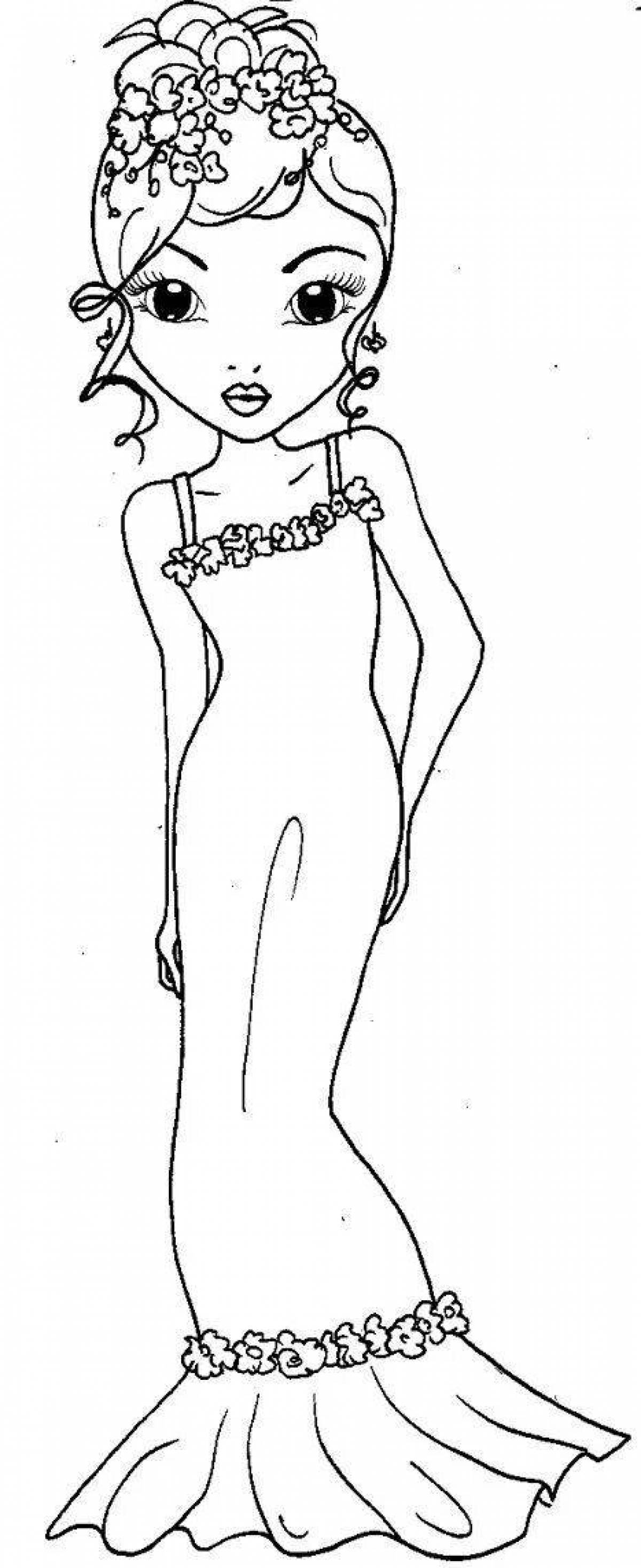 Brightly colored top model coloring page