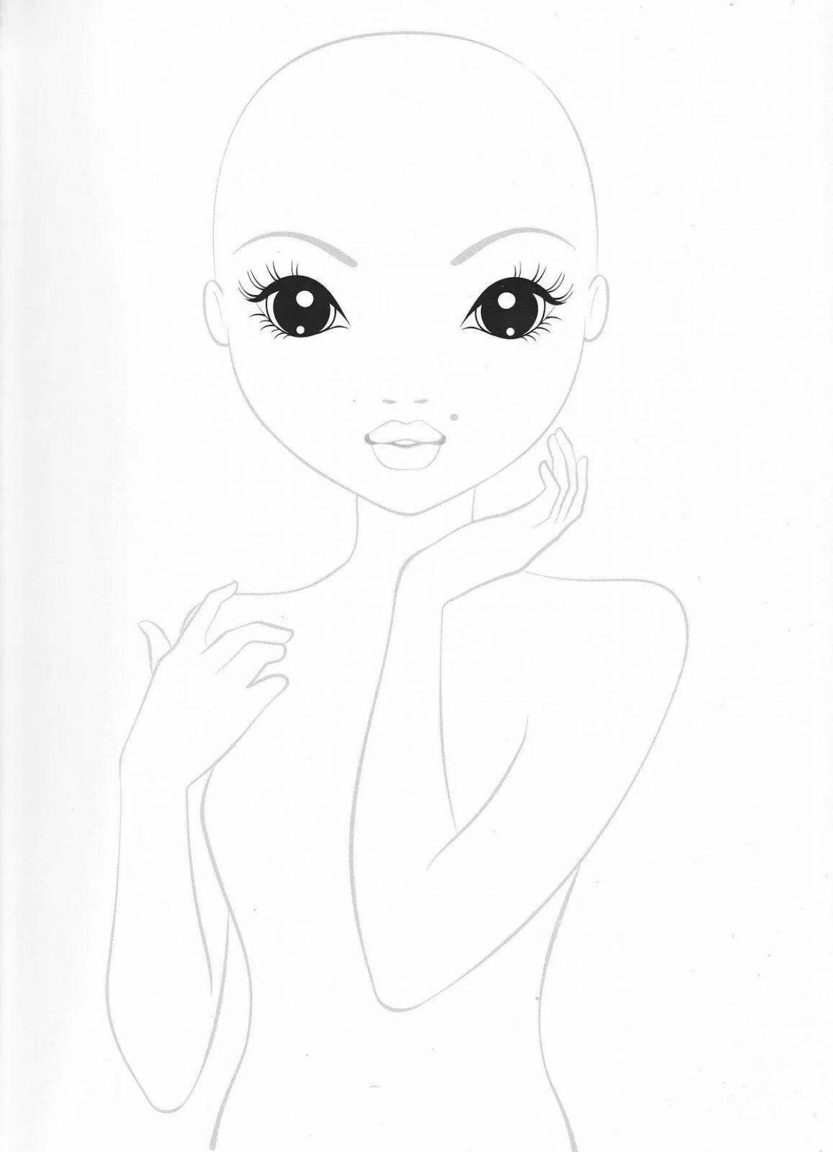 Detailed top model coloring page
