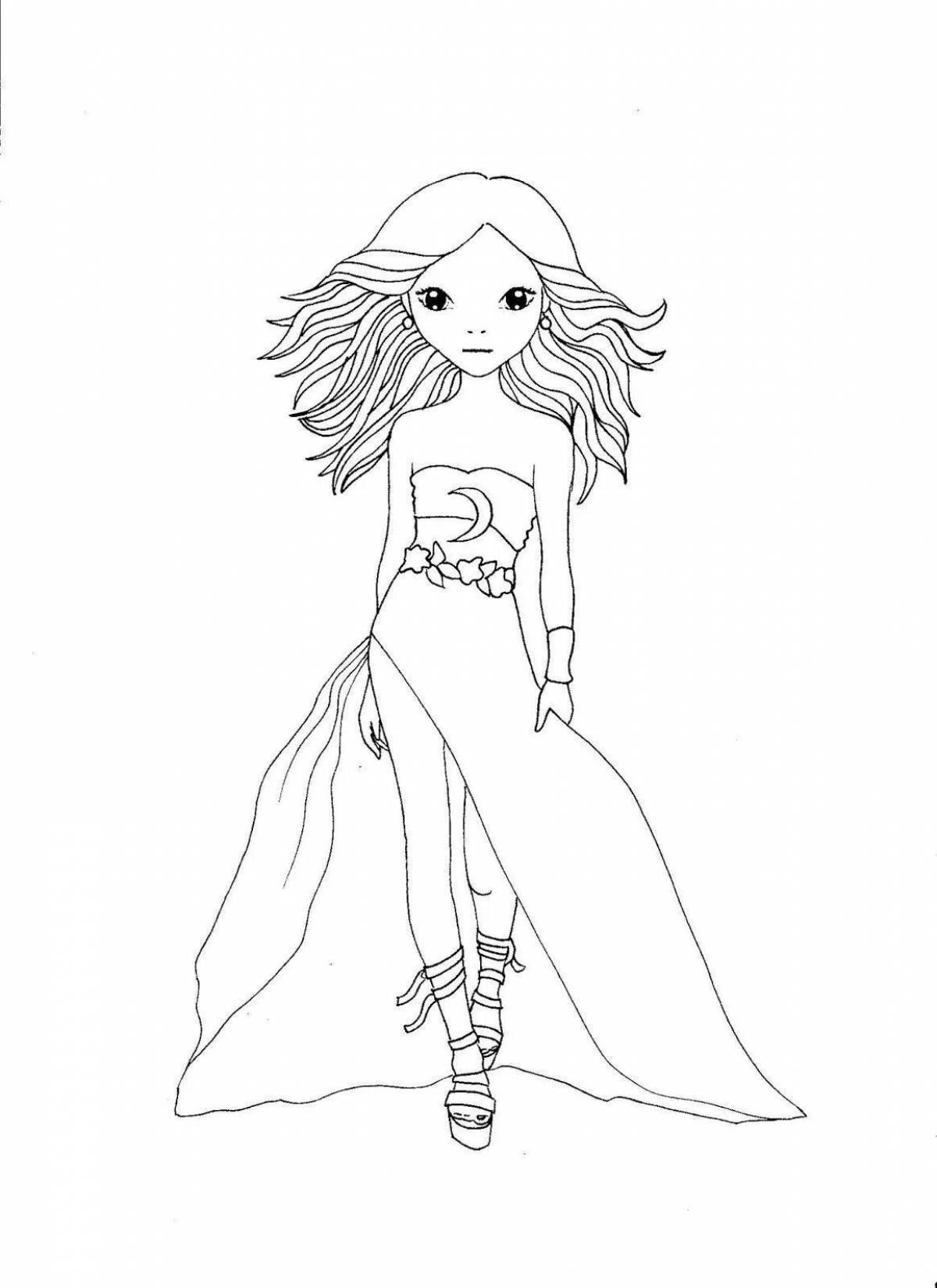 Lovingly detailed top model coloring page