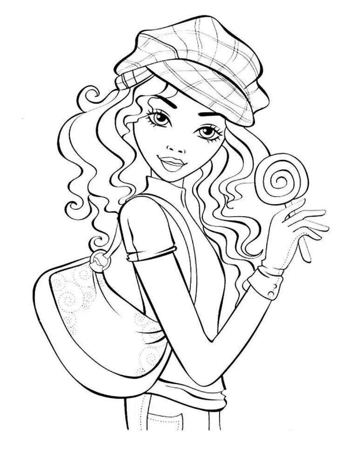 Beautifully detailed top model coloring page