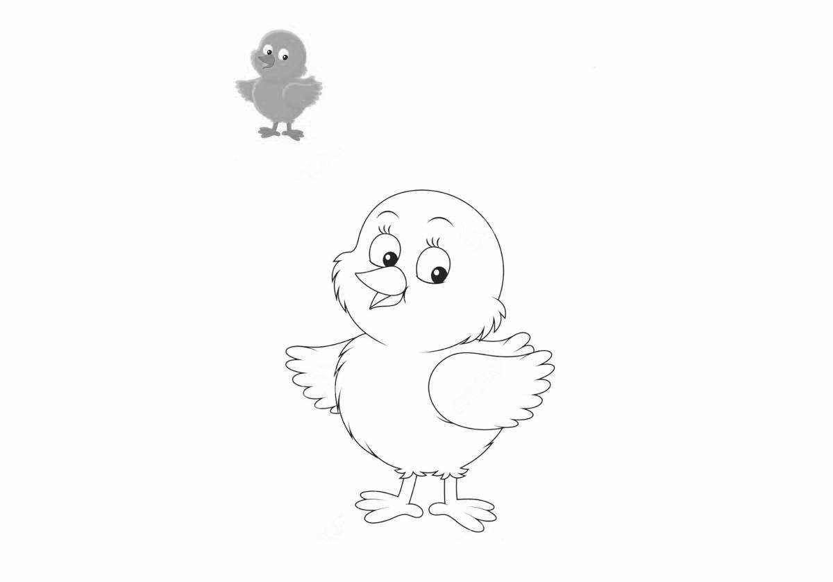Coloring page playful chick for kids