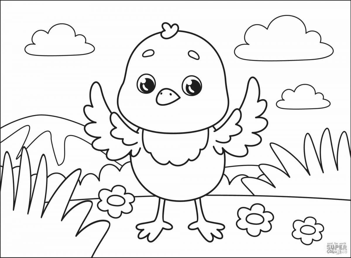 Забавная раскраска цыпленка для детей