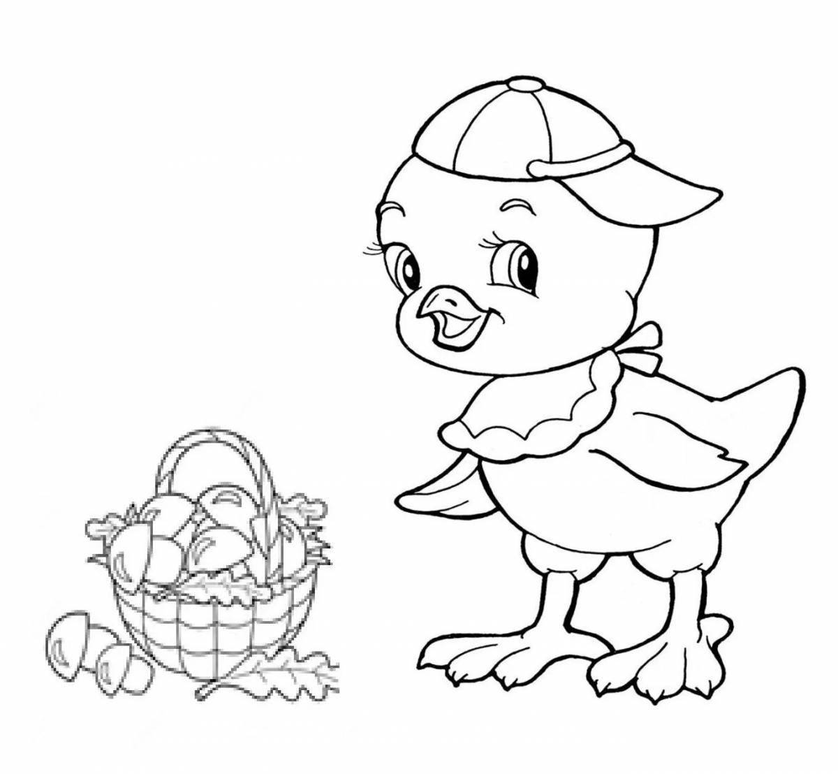Adorable chicken coloring book for kids