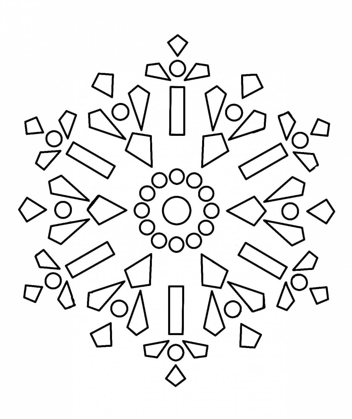 Colorful snowflake coloring book for children 3-4 years old