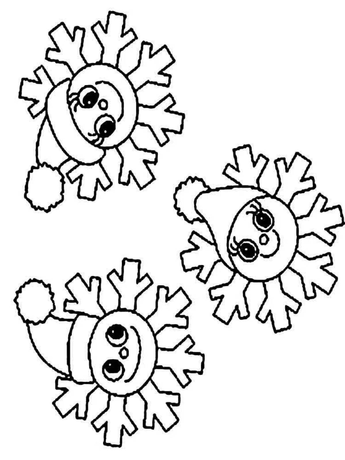 Snowflake coloring book for children 3-4 years old